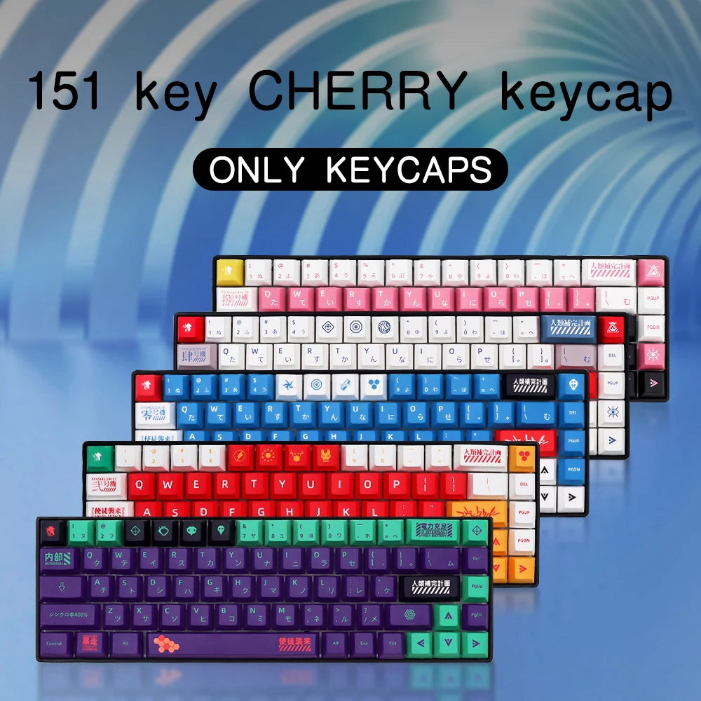 

151 keys Eva custom japanese anime keycap pbt keycaps cherry profile for gmk 61/64/68/84/87/96/980/104/108 mechanical keyboard
