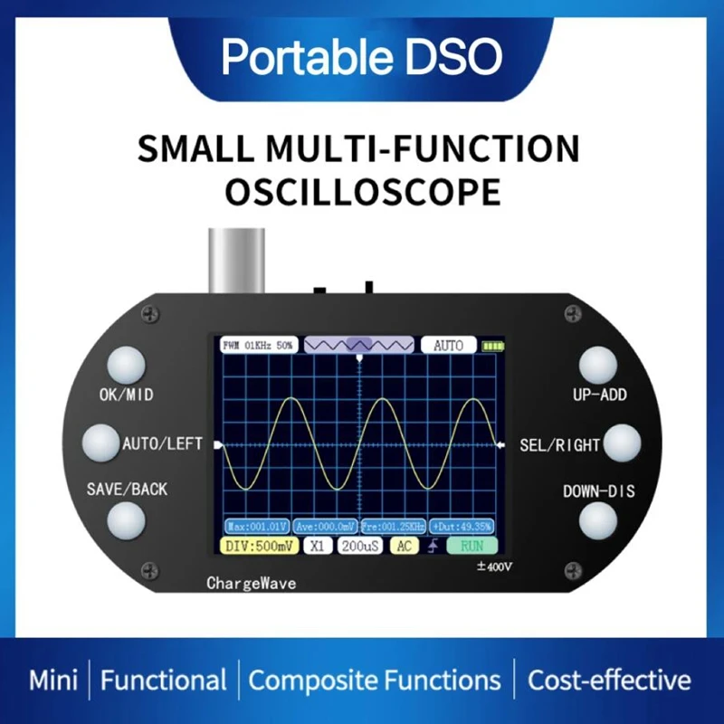 

PDS138 Mini Digital Oscilloscope 2.5Mhz Sampling Rate 200Khz Bandwidth Support AUTO 80Khz PWM for Electronic Repair DIY