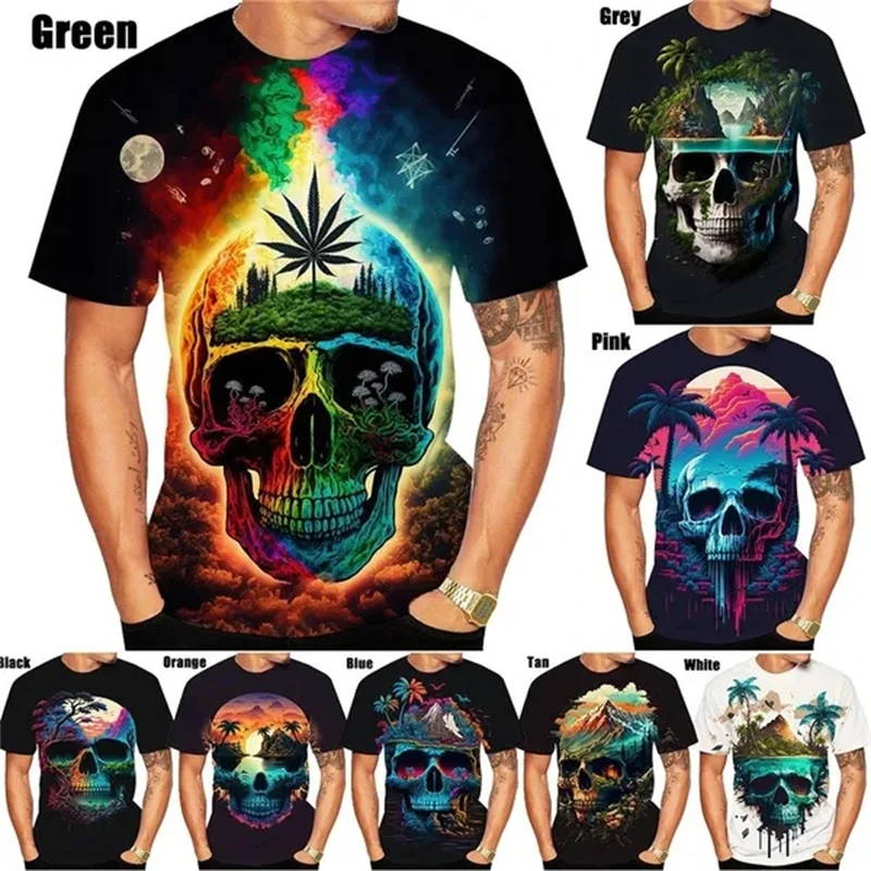 

Повседневная футболка унисекс с 3D-принтом, модный топ с круглым вырезом и коротким рукавом, с изображением черепа в стиле хип-хоп