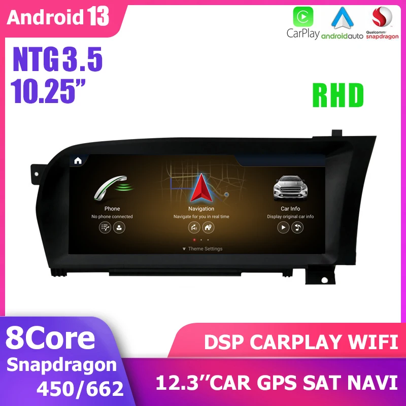 RHD 10 25 дюйма Android 13 Carplay GPS-плеер DSP для Mercedes Benz S-Class W221 2009 2010 2011 2012 2013 NTG 3.5 Snapdragon BT WIFI