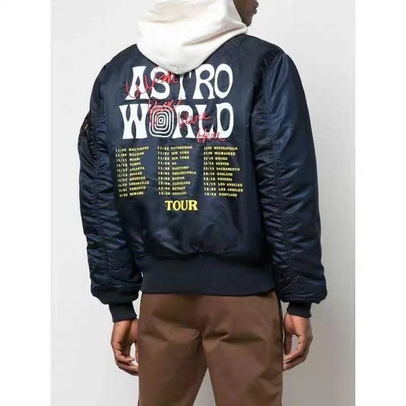 

22SS High-quality Side Zipper Slogan Astroworld Jacket Men Women EU Size 100% Cotton TRAVIS SCOTT Coat Hip Hop Winter Kanye West