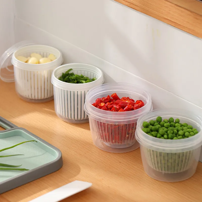 

Picnic Condiments Sealed Cooler Plastic Fruit and Vegetable Drainer Kitchen Ginger Onion and Garlic Storage Box