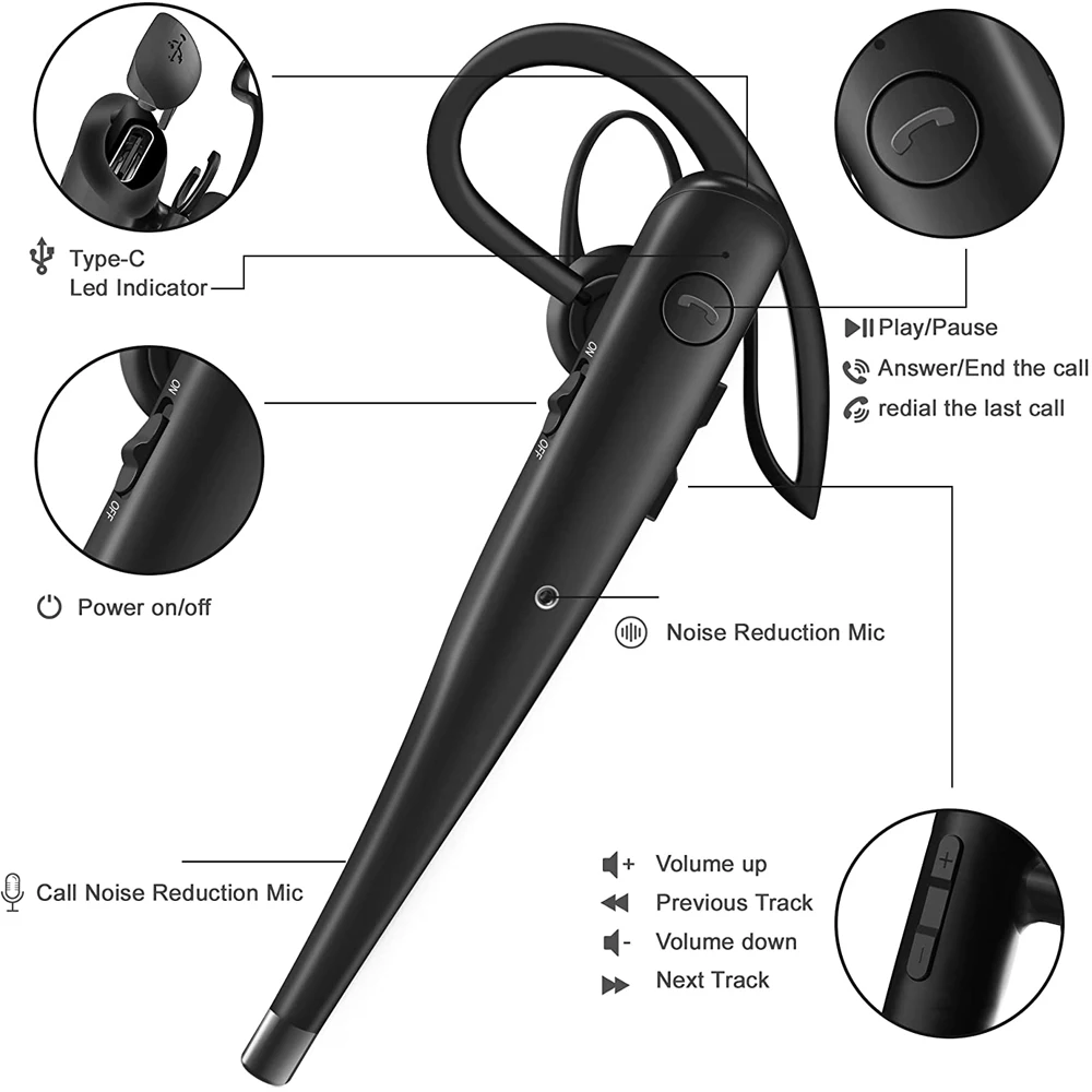 

Hot Selling CVC8.0 Dual Mic Headphone For Smart Phones BT Earpiece for Cellphones Business/Office/Driving Bluetooth Earphone