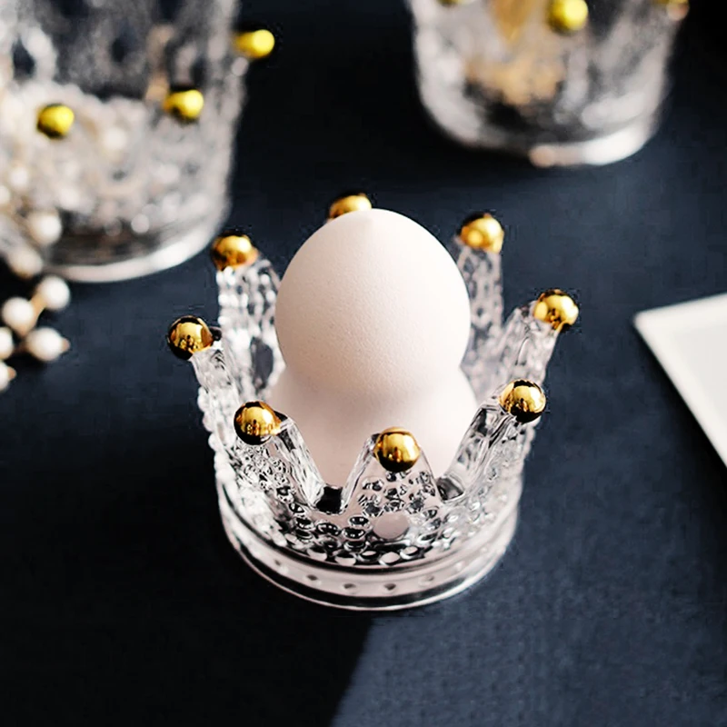 

European Crystal Glass Ashtray Mini Crown Glass Candle Candle Holder Aroma Beauty Ball Holder Storage Container Home Decoration