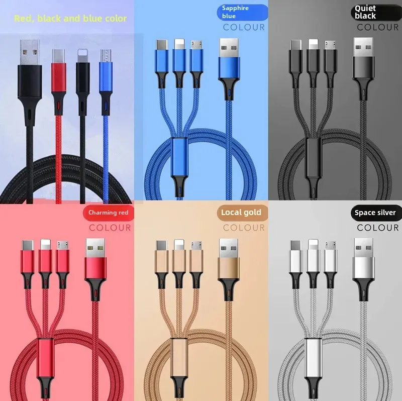 Нейлоновый плетеный кабель для передачи данных от одного до трех Дракона подарок