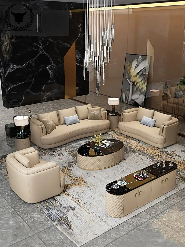 

Индивидуальный итальянский роскошный кожаный диван, дизайн гостиной из воловьей кожи, диван для виллы