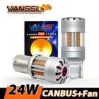 VANSSI PY21W светодиодный CANBUS указатель поворота T20 7440 WY21W без ошибок P21W 1156 BA15S BAU15S 12496 без гипервспышки с крутым вентилятором