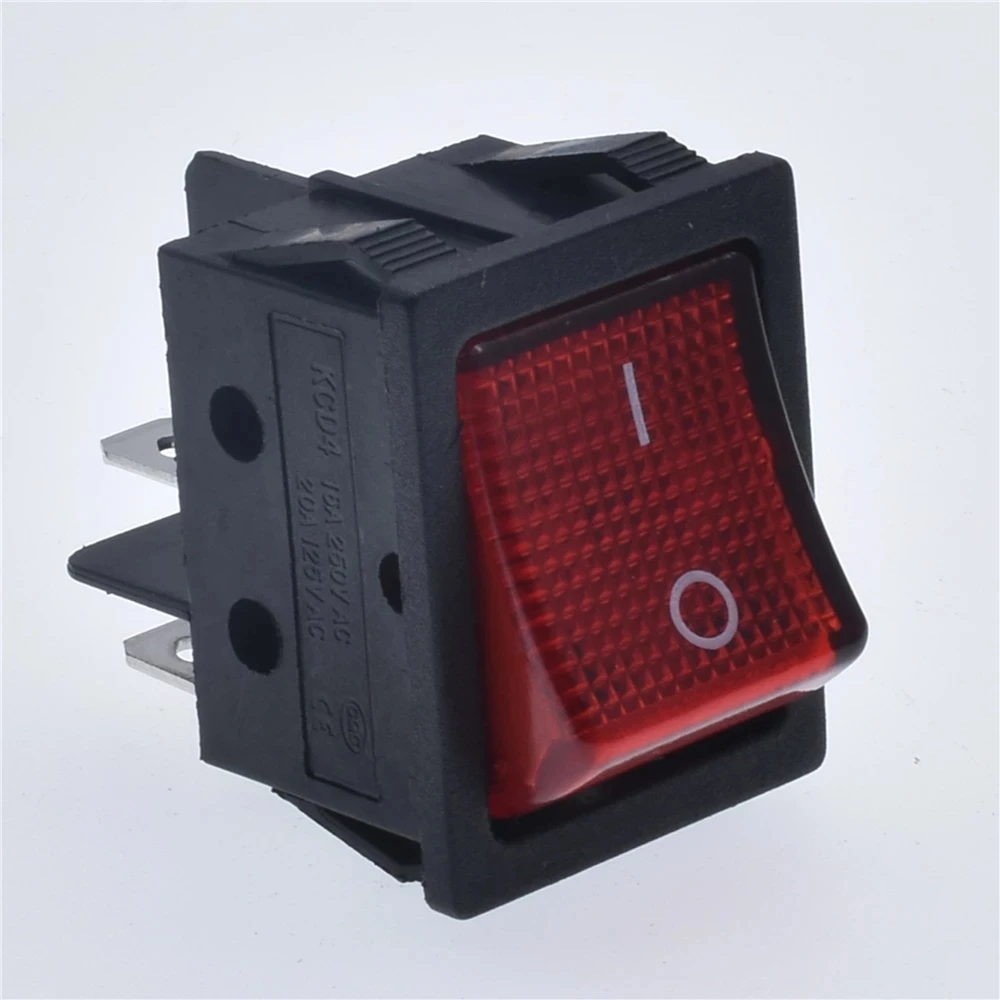 

5PCS,4Pin 20A250VAC High Current ,With Red Light,Special for Eelding Machine,KCD4,Red Copper Point,Rocker Power Button Switches