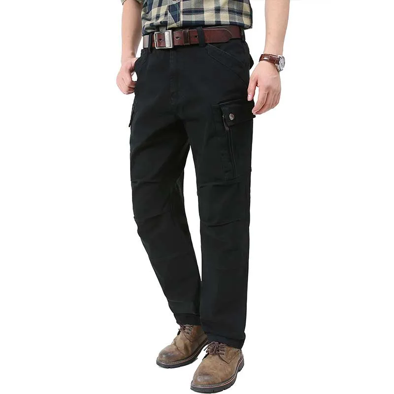 Брюки-карго мужские тактические хлопок свободные брюки прямого покроя стиль