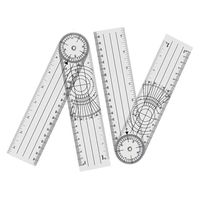 

4 Pieces Goniometer Physiotherapy 360 Degree Rotation Protractor Physiotherapy PVC For Physiotherapy, Sports Therapy