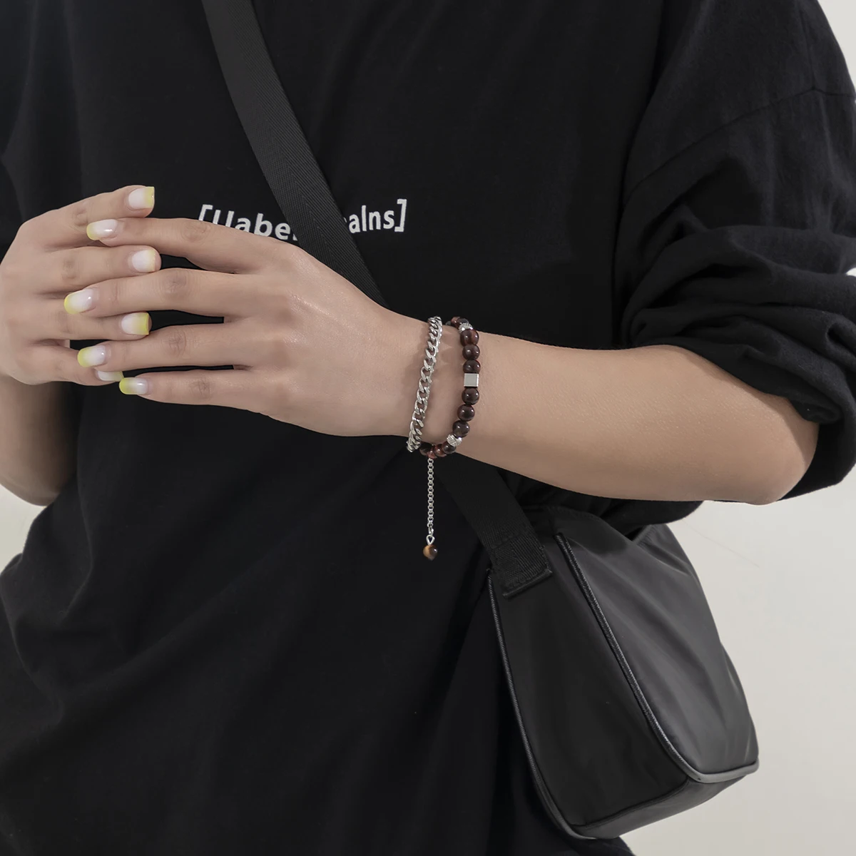 

Stainless Steel Chain with Beads Bracelet for Women/Men Trendy Thick Hand Chains 2022 Fashion Beads Chain Bracelets Hand Jewelry