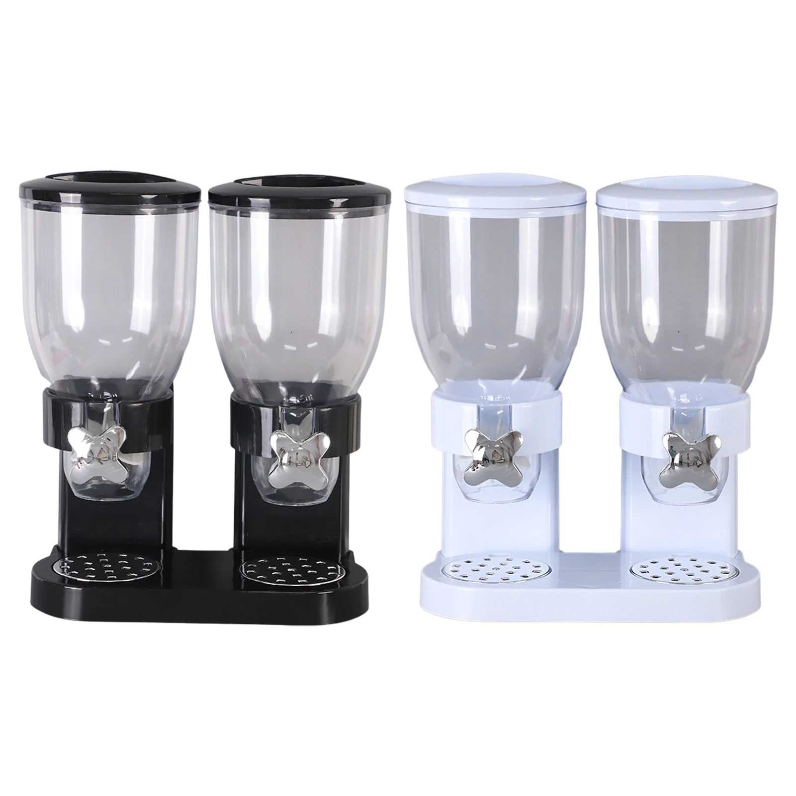 

Dry Food Dispenser Household Cereal Dispenser Storage Box 2 Chamber Dispenser Food Storage Airtight Clear Container Store Grains