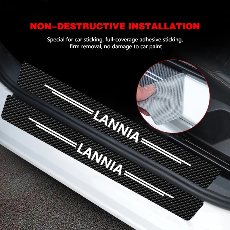 

Carbon Fiber Protection Stickers Car Door Sill Stickers Anti-scratch Decals For Nissan Lannia 2021 2020 2019 2018 Auto Style