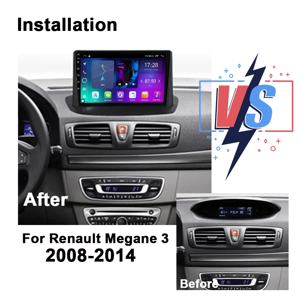 9-дюймовый Android 12 для автомобиля Renault Megane 3 2008-2014 с радио навигацией GPS, стерео, без 2din, BT 4G LTE, мультимедийным плеером, RDS DSP.