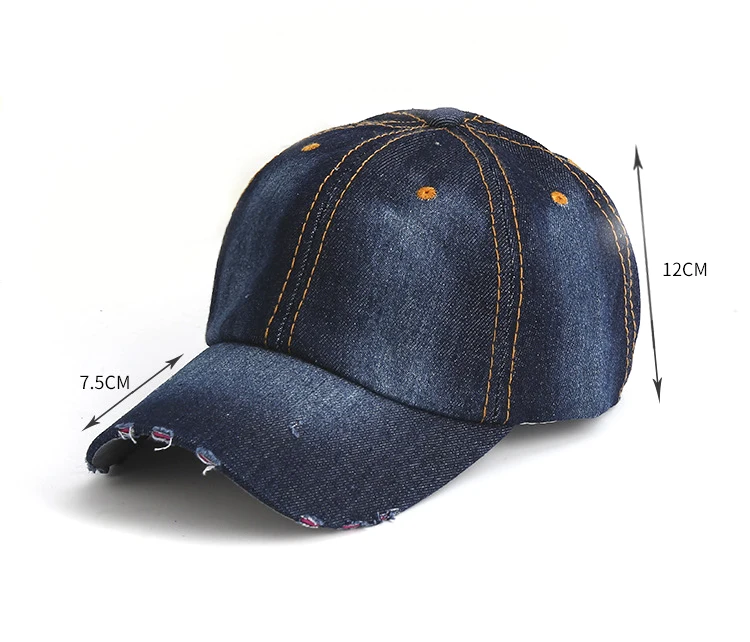 

Unisex Solid Denim Men Women Baseball Cap Blank Washed Denim Jean Hat Retro Hats Adjustable Caps