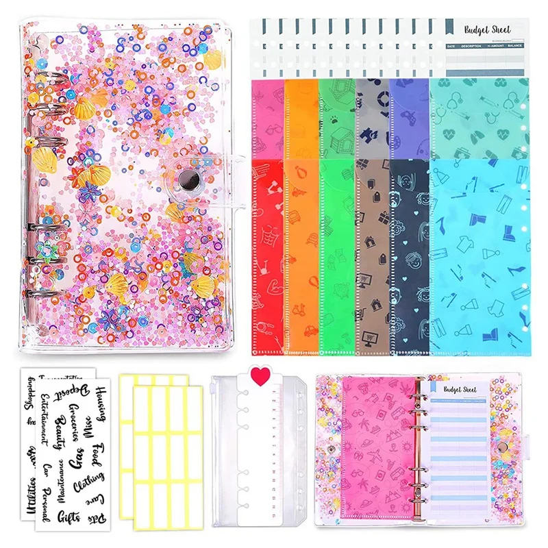 

31PCS Budget Binder Budgeting Money Envelopes For Cash PVC 6-Ring Budget Binder Budget Envelopes Organizer