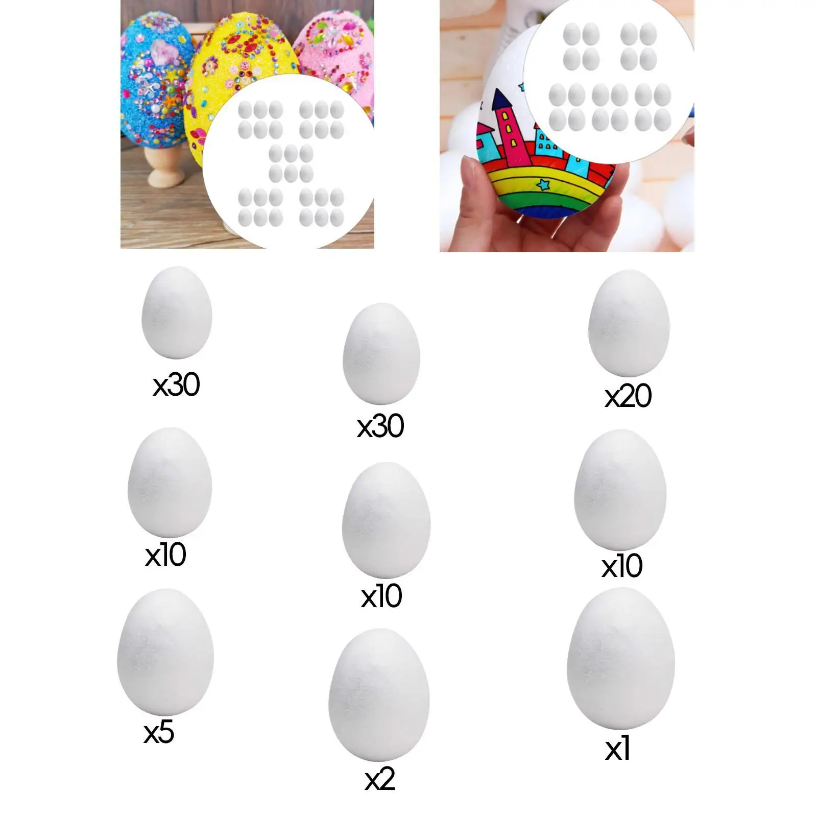 Яйца из пенопласта Неокрашенные белые для поделок Искусственные яйца рисования