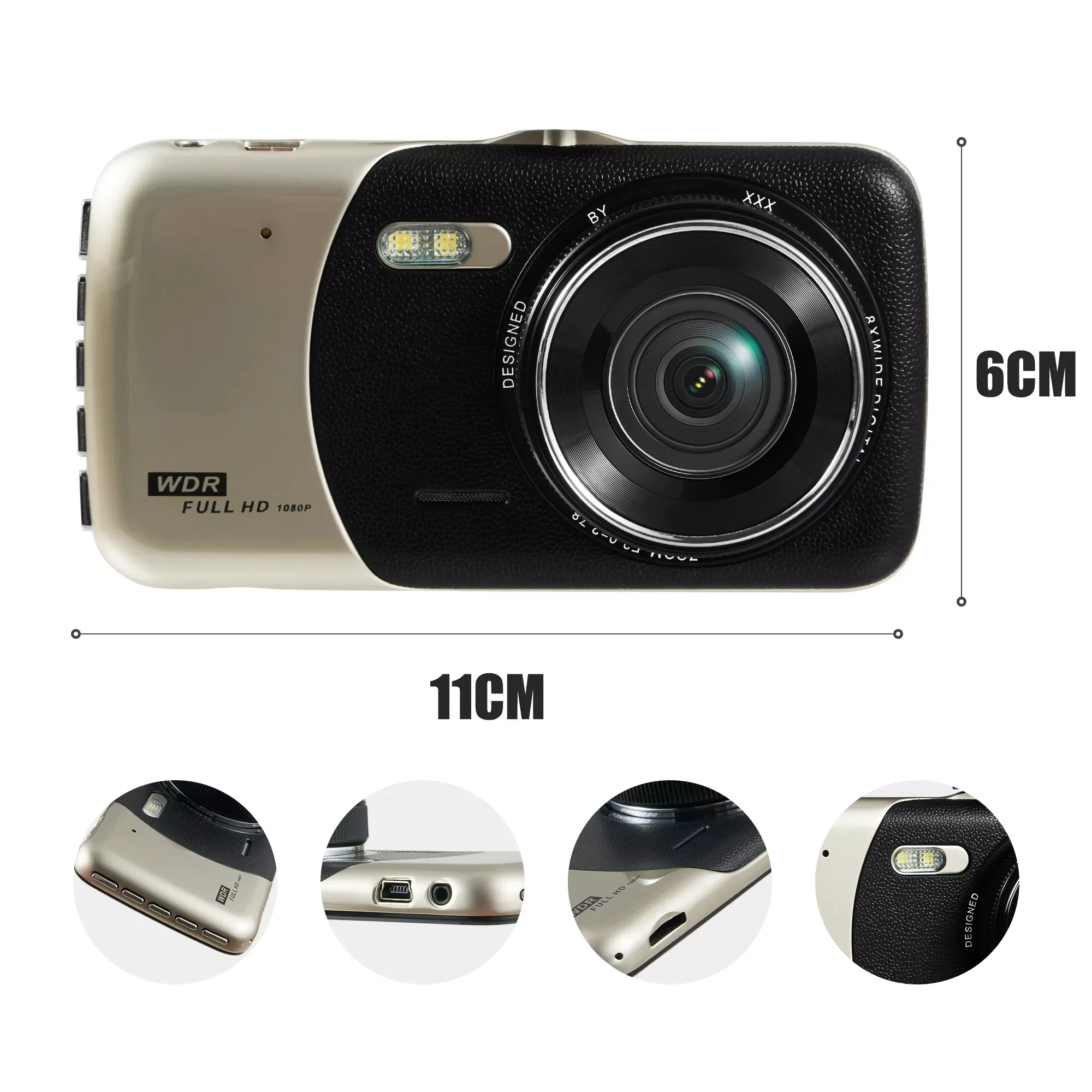 

Автомобильная камера с двойным объективом IPS, Автомобильный видеорегистратор, видеокамера, 24-часовой парковочный видеорегистратор, видеор...