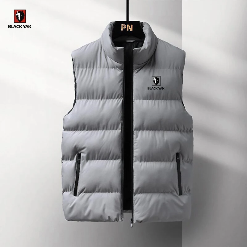 

BLACKYAK Autumn Winter Men's Stand Collar Jacket Zipper Sleeveless Casual Vest Men Stand Collar Warm Waistcoats Clothing M-5XL