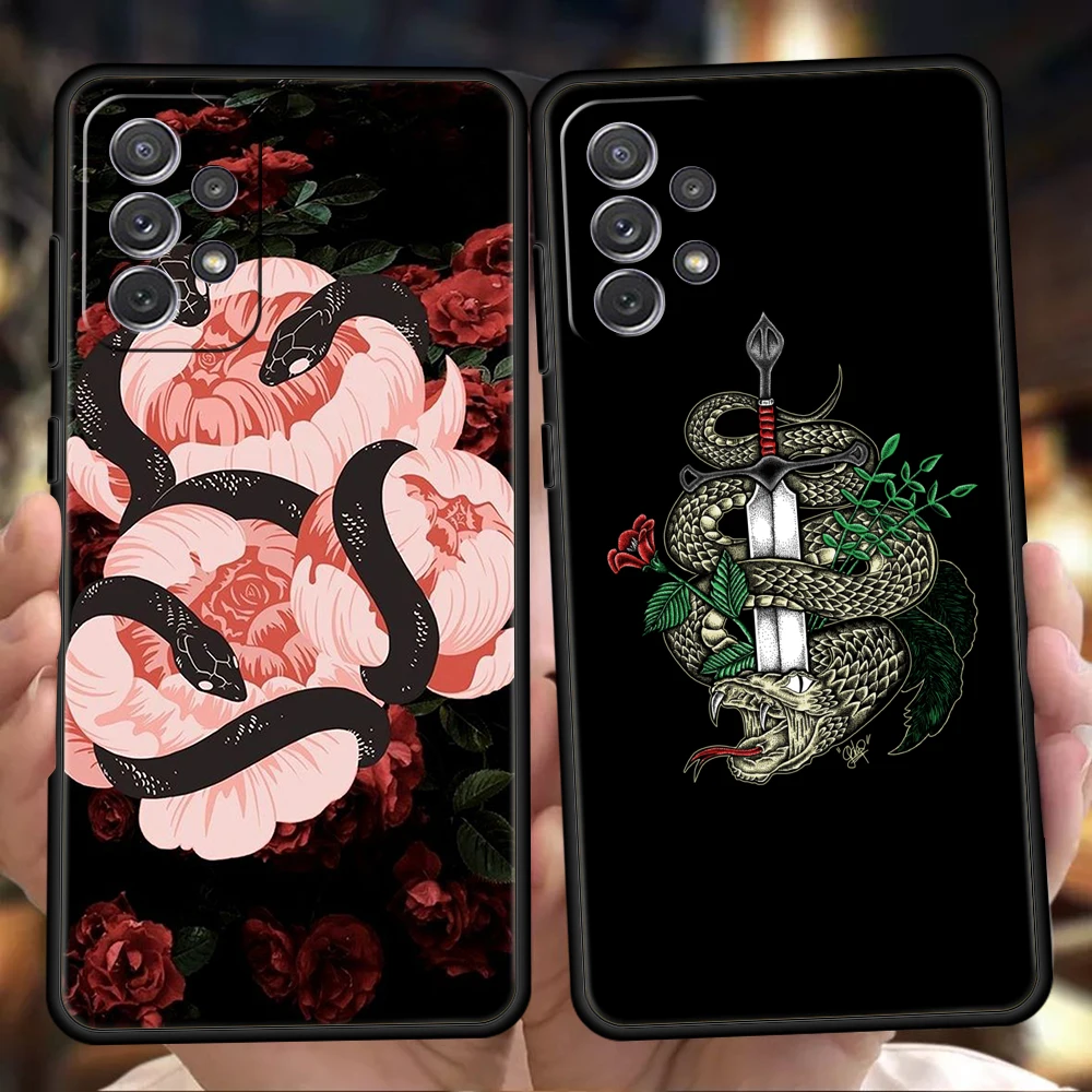 

Snake Flower Phone Case Cover for Samsung Galaxy A13 A14 A22 A32 A33 A34 A52 A72 A11 A51 A71 5G Shockproof Soft Shell Coque Bags
