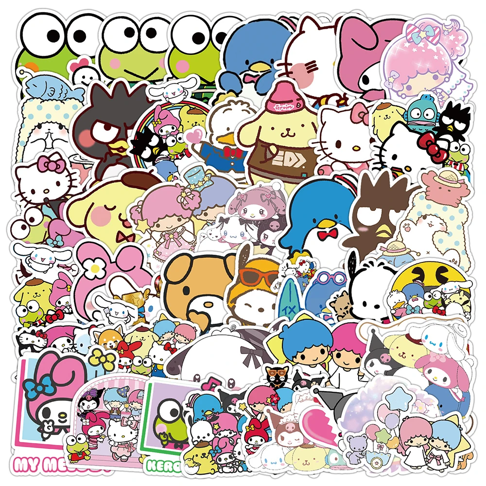 

10/30/50pcs Kawaii Cartoon Sanrio Stickers Cute Hello Kitty Kuromi My Melody Decals Kids Toy Laptop Phone Car Decoration Sticker