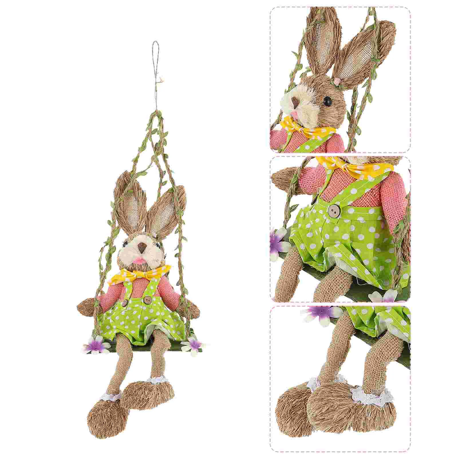

Straw Easter Rabbit Bunny Figurine Ornament Woven Decoration Furniture Festival