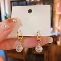 korean shiny zirconia geometric drop earrings for women personality 2022 new simple fashion earings wholesale