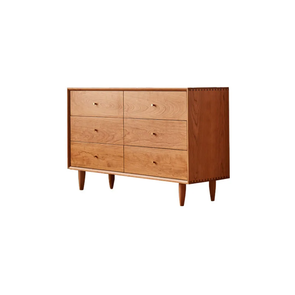 

Cherry Wood Cupboard Multiple Drawers Side Cabinets Spacious Storage Platform Modern And Minimalist Living Room Furniture