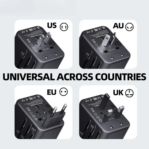 Адаптер для международных путешествий, универсальный глобальный адаптер питания, 25 Вт/30 Вт, быстрая зарядка с 2 USB + 2 Type-C для ЕС, Великобритании, США