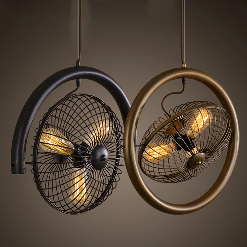 

Винтажная Подвесная лампа Эдисона в стиле лофт, железный Ретро веер, дизайнерский кухонный подвесной светильник для декора