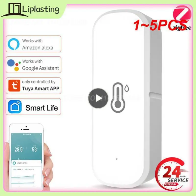 

Умный гигрометр Tuya Zigbee/Wi-Fi, устройство для измерения влажности и температуры в помещении, дистанционное управление через приложение, работает с Alexa, 1-5 шт.