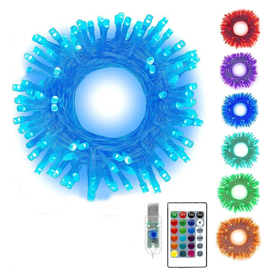 

Гирлянда светодиодная с пультом, 20 м, 200 светодиодов, 16 цветов