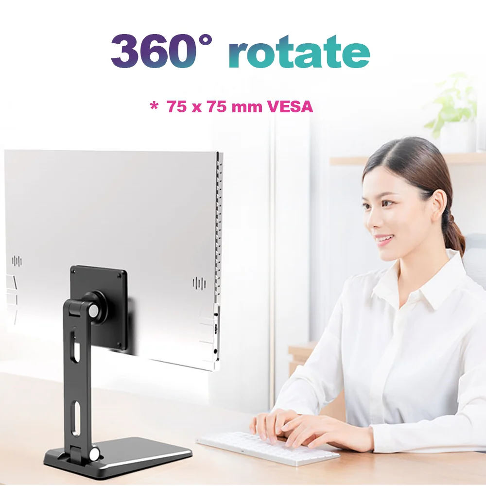 Universal Monitor Holder For 10 - 17 Inch Display Adjustable Aluminum and plastic Bracket 360 Rotate Stand 75x75mm VESA Holes