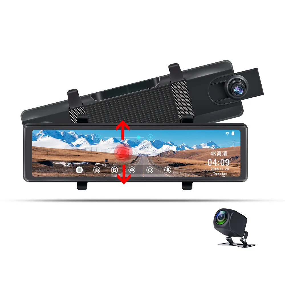 

4K Car DVR WiFi Dash Cam Ultra-HD Mirror Rear View Vehicle Video Recorder Parking Monitor Night Vision G-sensor Radar Detector
