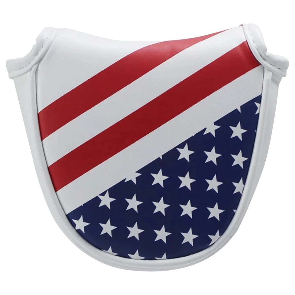 

Headcover Club Protector Flag Style Magnetic Closure Putter Cover Durable Golf PU Leather Portable Thick Mallet Square Universal