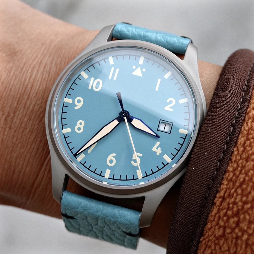 Relojes de titanio de piloto para hombre, reloj de pulsera mecánico deportivo automático de 40mm, reloj luminoso militar de la Fuerza Aérea 2022