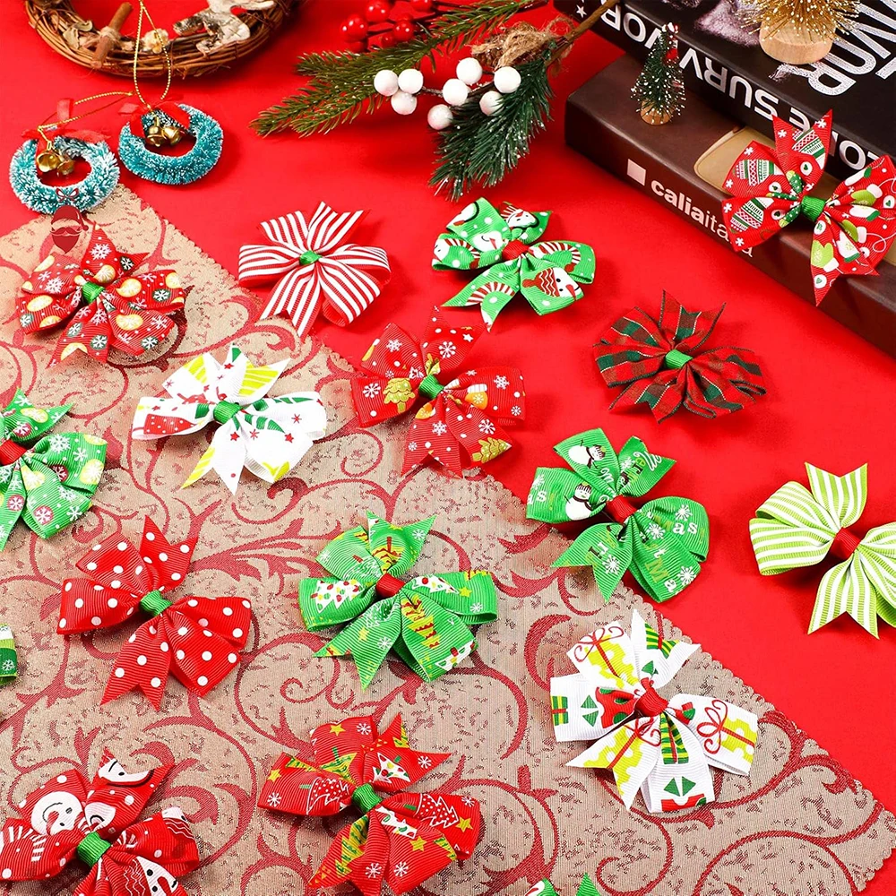 2 шт. рождественские банты для волос заколки девочек аксессуары красочные