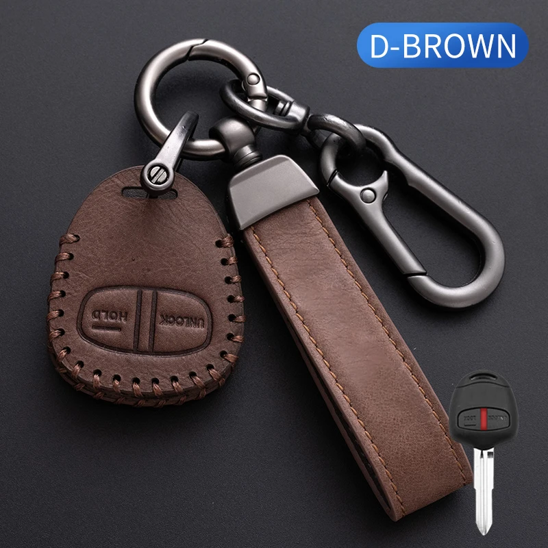 Top Cowhide Car Key Cover For Mitsubishi Pajero Lancer 10 Grandis EX Outlander Auto Remote Key Case Car Styling Accessories Top Cowhide Car Key Cover For Mitsubishi Pajero Lancer 10 Grandis EX Outlander Auto Remote Key Case Car Styling Accessories