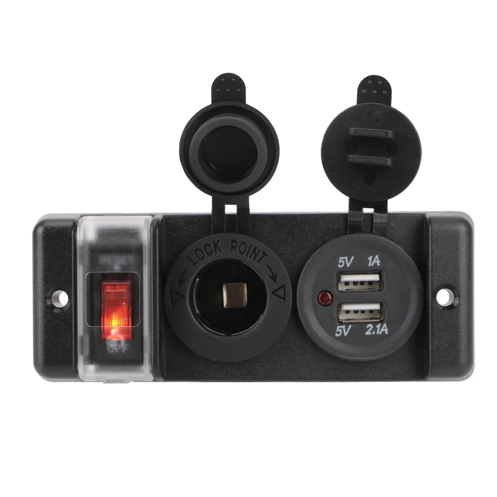 

Двойное зарядное устройство USB 12 В, выключатель, светодиодный светодиодным индикатором и гнездо прикуривателя для автомобиля, Предваритель...