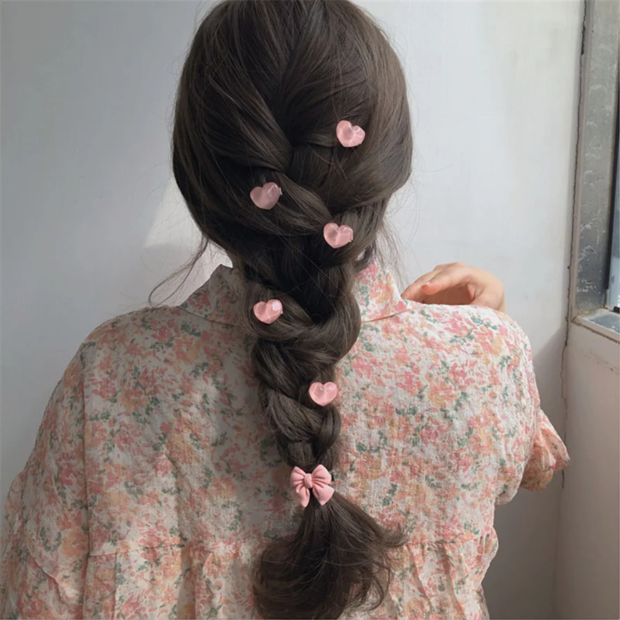 Милые Розовые заколки для волос в форме сердца фруктов банта цветов маленькие