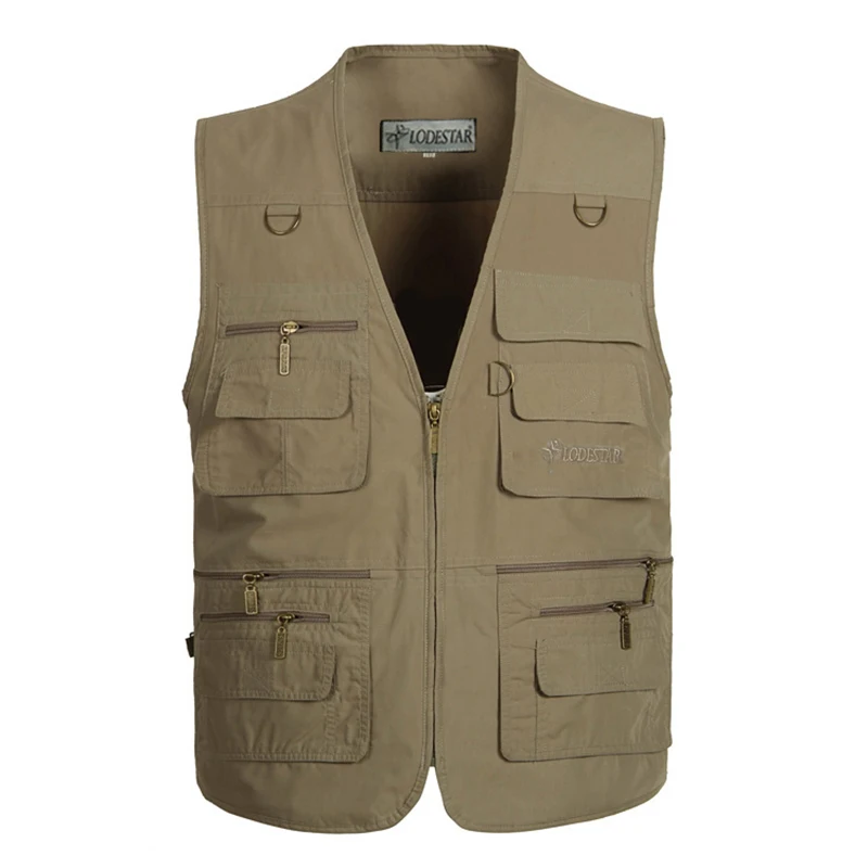 

Summer Men Sleeveless Baggy Jacket With Many Pockets Male Casual Regular Fit Multi Pocket Photographer Vest Waistcoat For Mens