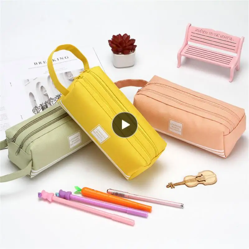 

Easy To Carry Stationery Pen Storage Bag Simple And Generous Design Portable Canvas Pencil Case Oxford Cloth Waterproof