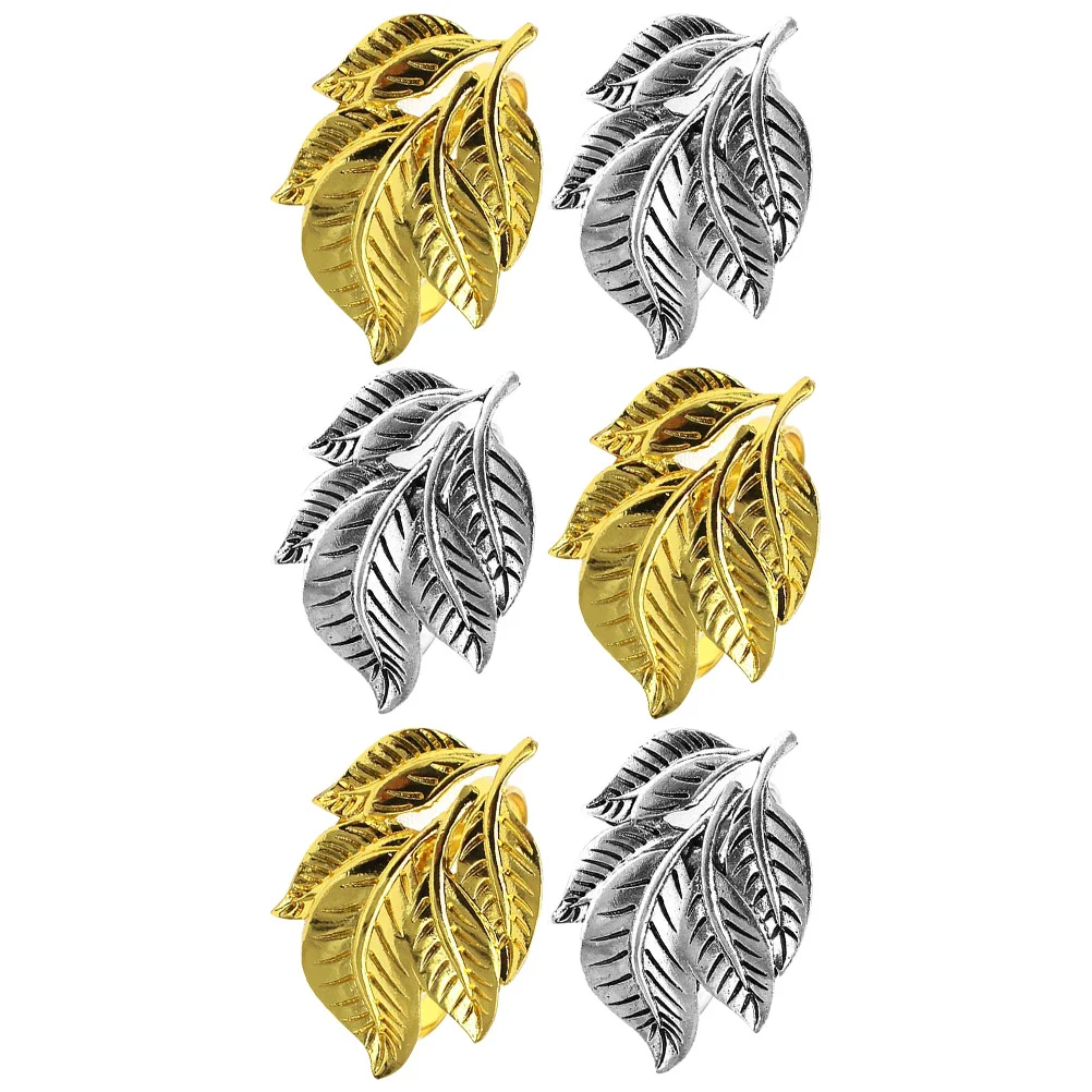 

6Pcs Alloy Napkin Buckles Delicate Napkin Rings Party Table Napkin Holders