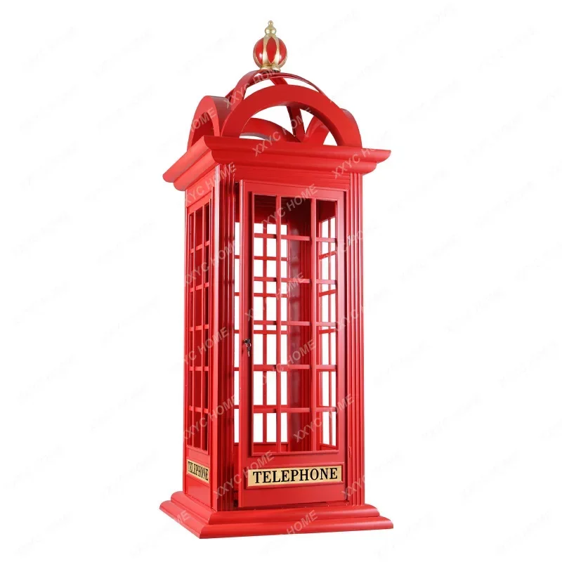 Retro Telephone Booth Decoration Creative Post Box Model Wrought Iron Mailbox Cafe Decorations Showcase Tool