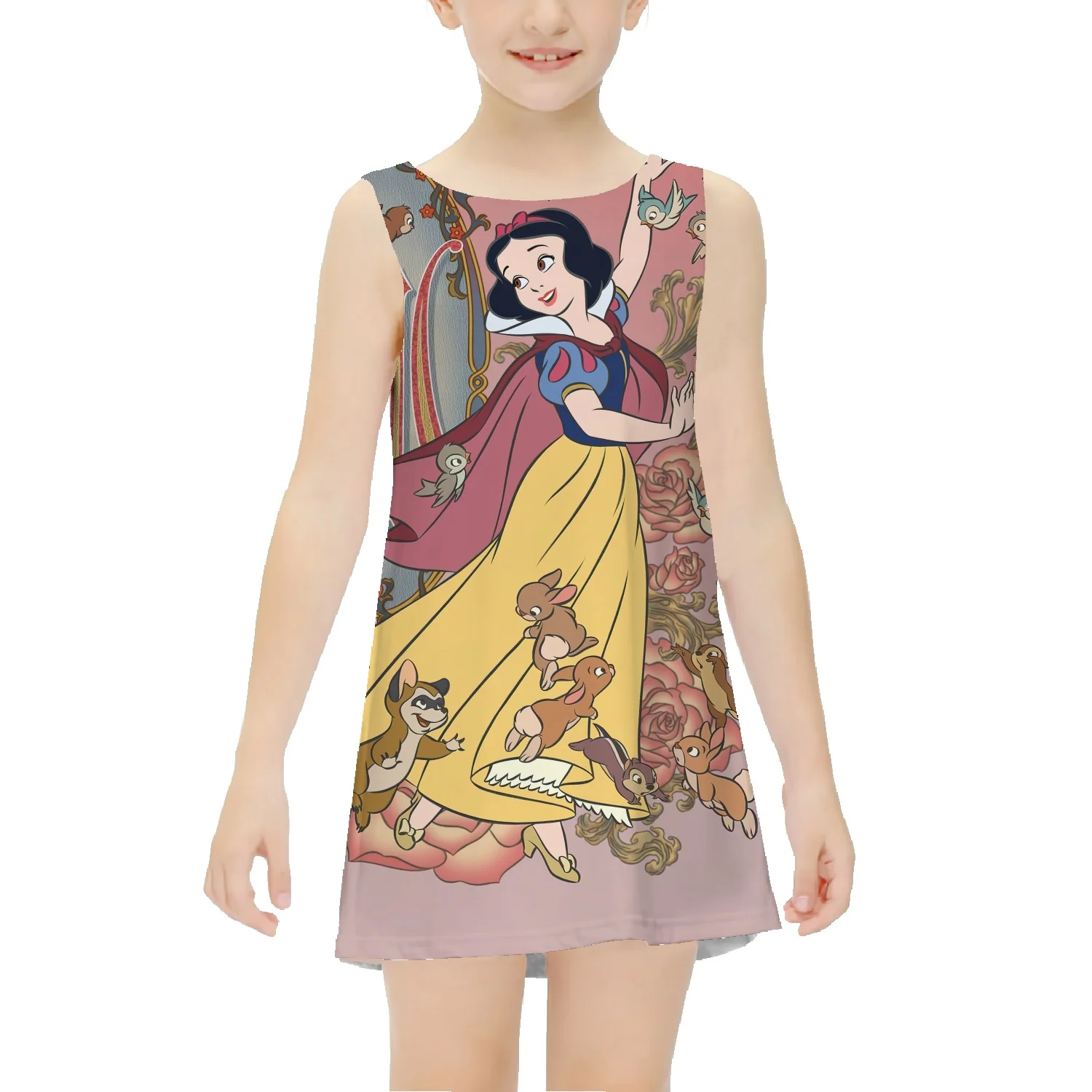 Snow White and the Seven Dwarfs girl's dress summer dress 2022 new chiffon over-the-knee long skirt polka dot halter skirt