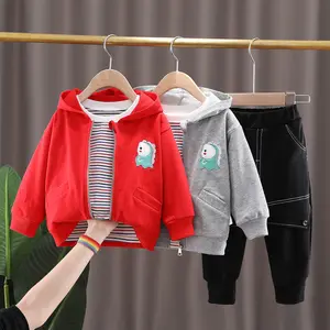 2022 New Spring Children Casual Clothes Baby Boys Girls Cartoon Hoodies T Shirt Pants 3Pcs/Set Kids Infant Tracksuit 0-5 Years