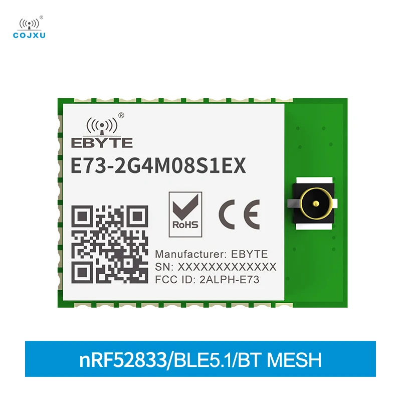 

NRF52833 2,4 ГГц модуль с синими зубьями Ziggbee BLE 5,1 BLE сетчатая нить IPEX 120m ISM SMD E73-2G4M08S 1EX беспроводной приемник