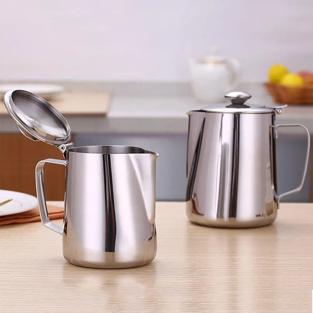 

Practical Milk Frother Cup 5 Sizes Coffee Frothing Pitcher with Lid Good Grip Coffee Frothing Pitcher Convenient Pouring