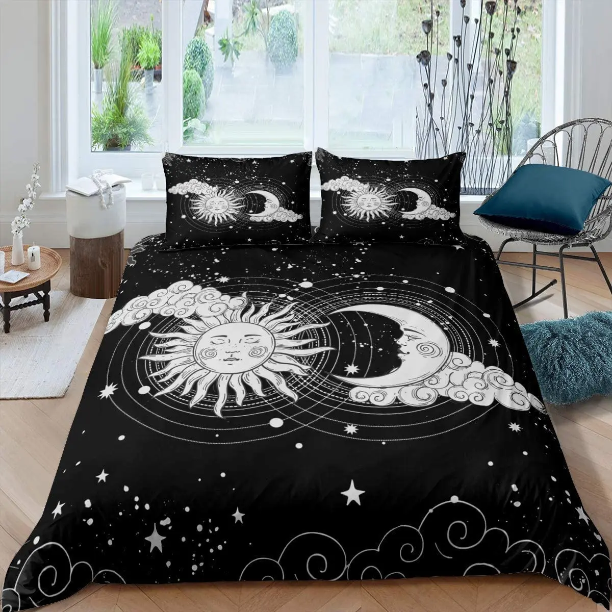 

Bedding Set Bedclothes for Teen Polyester Double Queen King Quilt Cover Mandala Duvet Cover Yellow Sun Moon Bohemian Exotic Twin