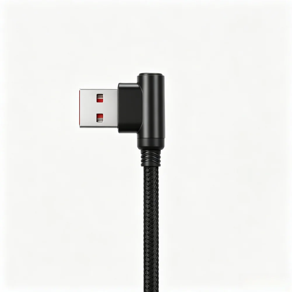 Фото Кабель USB A - Type C с угловым разъемом 90 градусов, 0.25м/0.5м/1м/2м, 4A, быстрая зарядка, PD, для iPhone, Samsung, Huawei, Xiaomi, Macbook №3